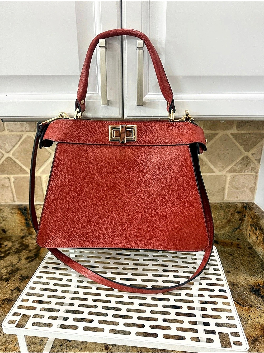 Genuine Leather Rust Color Italy Satchel
